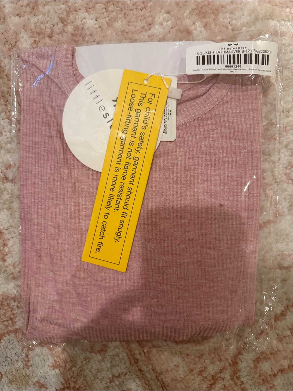 NWT Little Sleepies Girls' Ribbed Long Sleeve Top - Mauve Pink